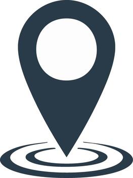 Simple flat design location pin icon with target rings indicating a precise destination for maps and GPS navigation vector