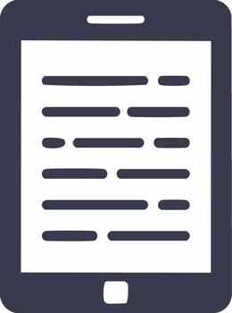 Digital tablet displaying lines of text and a home button icon vector