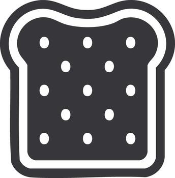 Flat Graphic Icon of Bread Slice Loaf with Spot Pattern and White Outline vector