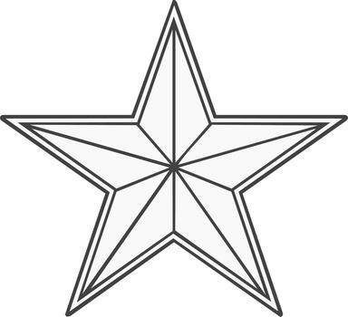 Outline Illustration of Geometric Star, Five Pointed Star in Black and White, Decorative Symbol with Line Pattern Design vector