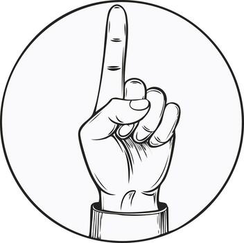 Hand with index finger pointing up inside a circle vector
