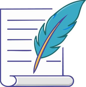 pluma pluma escritura en papel ilustración, concepto de escribiendo, mensaje, y contenido creación vector