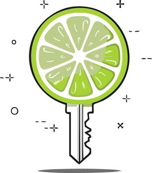 Conceptual Lime Slice Security Key Design in Green and White with Decorative Graphic Elements vector