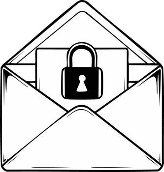 Secured Envelope with Lock Icon, Concept for Secure Communication and Confidentiality vector
