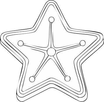 Stylized Five Point Star Geometric Outline with Inner Circles and Lines vector