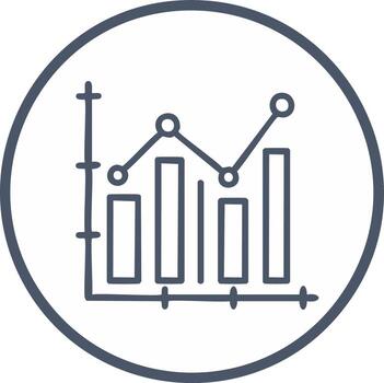 garabatear estilo bar y línea grafico icono representando crecimiento y analítica vector
