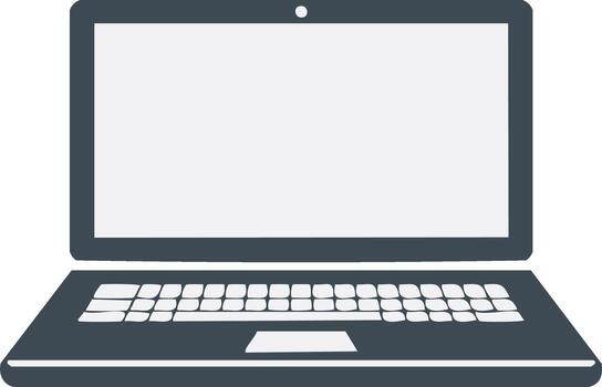 Open laptop isolated showing screen and keyboard for work communication education vector
