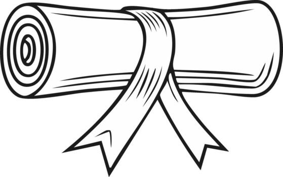 elegante Desplazarse atado con cinta, clásico documento, ilustración de arrollado papel haz con ornamental arco vector