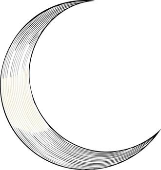 Stylized Crescent Moon with Fine Linear Texture vector