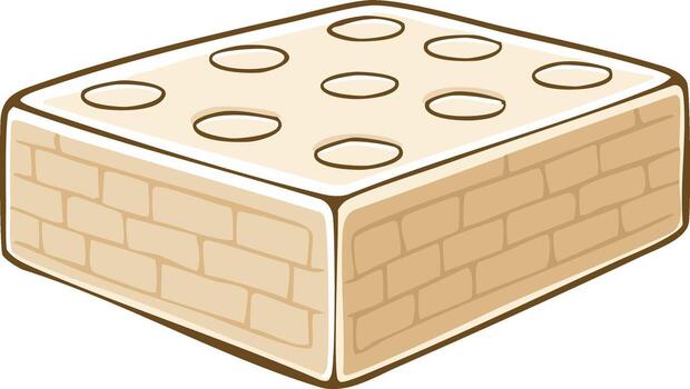 Stylized cartoon building block with a brick pattern and holes on top vector