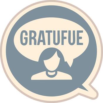 Minimalist icon of a grateful person with a thankfulness message in a speech bubble vector