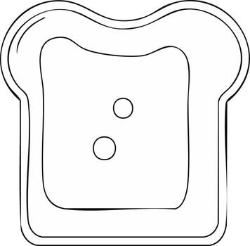 Simple outline drawing of a slice of bread with two circular holes inside vector
