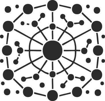 Connected circles network illustration, connectivity concept design, node and line structure graphic for background vector