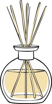 Hand drawn illustration of a reed diffuser with aromatic essential oil sticks vector