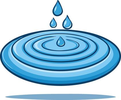 Water Drops Falling into Rippling Pool Creating Circular Waves Design Element vector