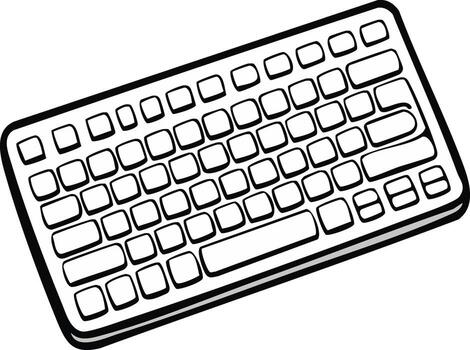 Clean line art illustration of a generic computer keyboard for technology and digital work vector
