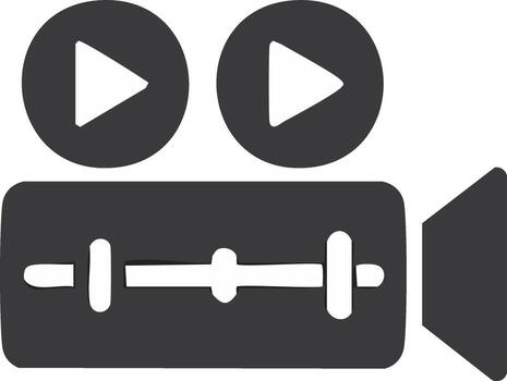 Creative camera icon with play buttons and audio mixer slider for media production vector
