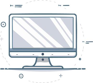 illustration of a desktop computer with decorative graphic elements vector