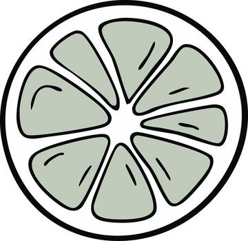 Lime Slice Graphic Green Citrus Round with Sections and Outline vector