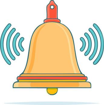 El sonar dorado campana icono con sonido olas simbolizando notificación alerta o entrante mensaje vector