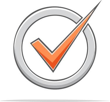 Correct check mark inside circle illustration for approval and confirmation vector