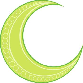 Decorative lime green crescent moon illustration with elegant stylized patterns and a clean design vector