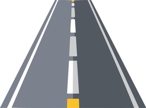 illustration of an empty highway road with lane markings leading forward into perspective vector