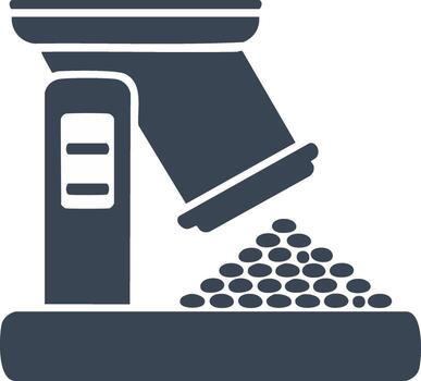 Coffee Roasting Process Illustration with Beans being Poured from Hopper into the Roasting Machine vector