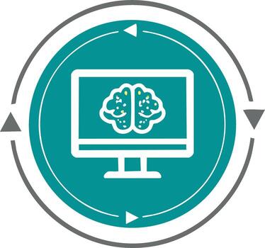 artificial inteligencia cerebro monitor símbolo máquina aprendizaje concepto computadora icono vector