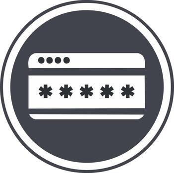 Digital security password entry field icon with hidden characters protecting user data and online privacy vector