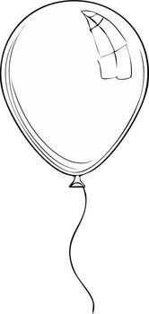 Simple Hand Drawn Balloon with String and Reflection Line Art vector