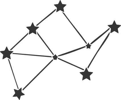 Simple black graphic icon of a celestial star constellation with connecting lines vector