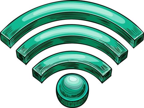 Stylized Teal WiFi Symbol Communication Signals and Wireless Connectivity for Internet Access and Network Icon Technology vector