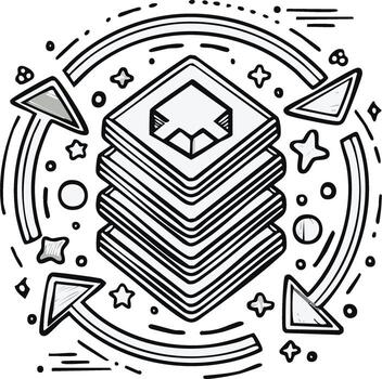 Data Transfer Stack with Arrows Circle Sketch, Data Cycle, Networking Icon vector