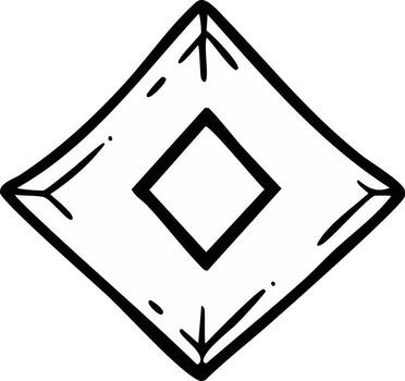 Hand-drawn outline of a diamond shape with a smaller square inside, graphic element vector