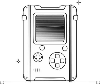 Retro handheld game console with buttons and screen illustration vector