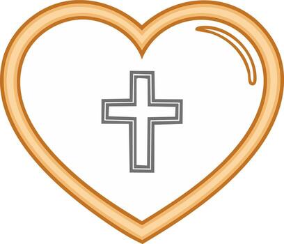 A cross in a heart shape with a white background vector