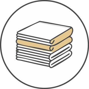 Stack of Folded Clothes or Towels in Circle Frame, Clean Laundry Icon vector