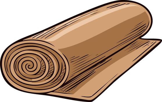 Rolled Brown Paper Scroll with Swirling Center vector