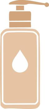 Liquid soap dispenser minimal drawing with drop shaped label in beige color vector