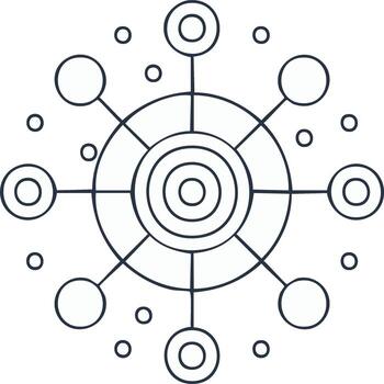 Abstract Network Hub and Spoke System with Connection Nodes Line Art vector