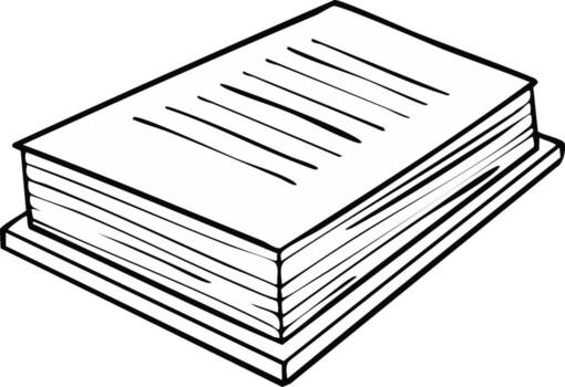 Line art rendering of stacked paper document pages or file folders vector