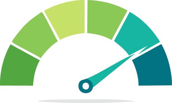 calibre con aguja en verde sombras indica actuación o eficiencia nivel para Progreso rastreo o medición vector