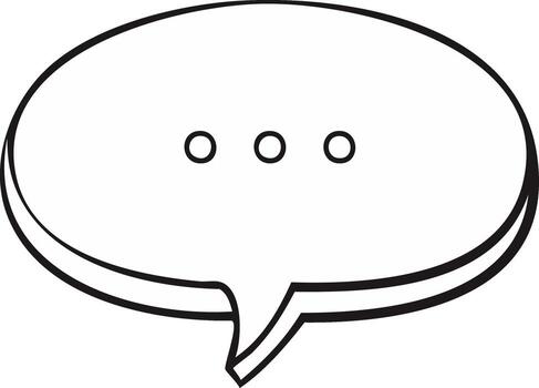 Hand drawn speech bubble with ellipsis indicating ongoing conversation or thought process vector