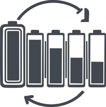 Battery Charge Cycle Graphic Decreasing Energy Level with Arrow Indicator vector