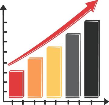 creciente bar gráfico con hacia arriba flecha muestra crecimiento y progreso, infografía estilo vector