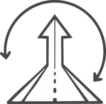 crecimiento y Progreso camino transformando dentro arriba flecha con cíclico movimiento vector