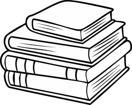 Neatly stacked pile of closed books in a simple outline cartoon style symbolizing education and learning vector