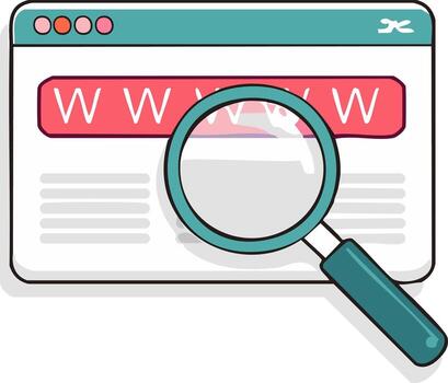 Website web address search icon with magnifying glass illustration vector