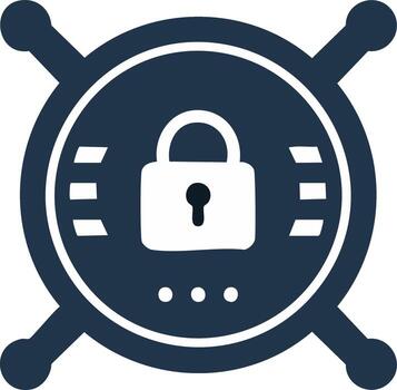 Cybersecurity and network protection concept with a futuristic secure padlock icon vector